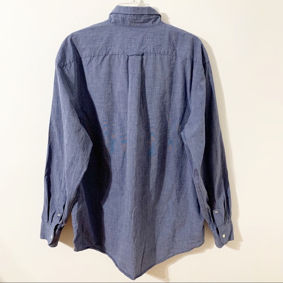 Izod Button Down Micro Stripe Long Sleeve Cotton Shirt with Contrasting Cuffs 💙 - Picture 5 of 12